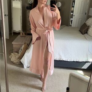 Silky Pink Long Robe Wrap - Women's Intimates & Sleepwear